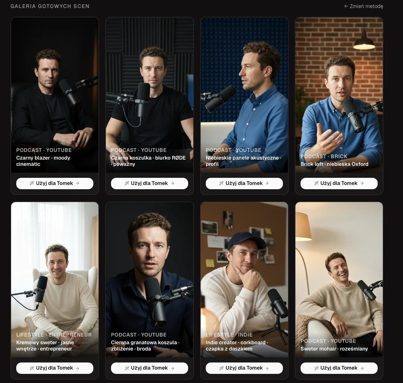 Krok 2 — galeria gotowych scen